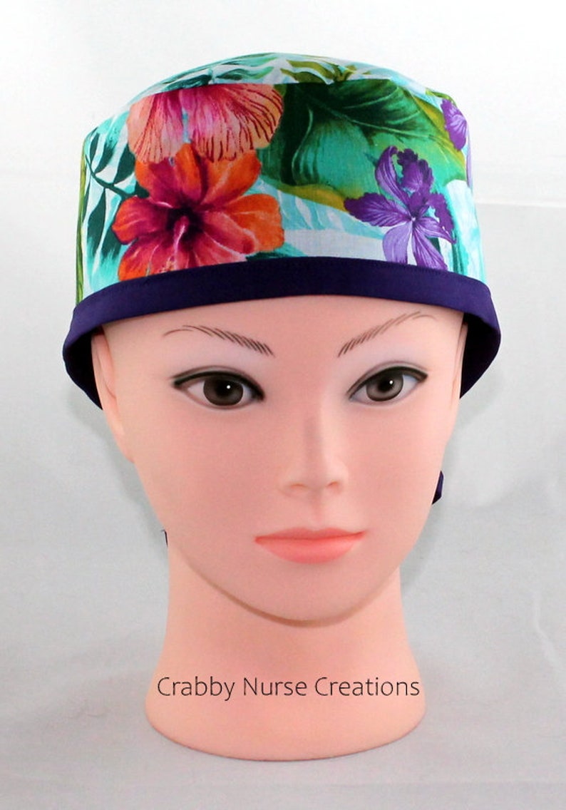 Reversible Floral Scrub Cap