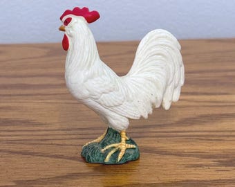 Vintage 1998 Schleich White Rooster Figurine Farm Animal Toy 13115 Germany