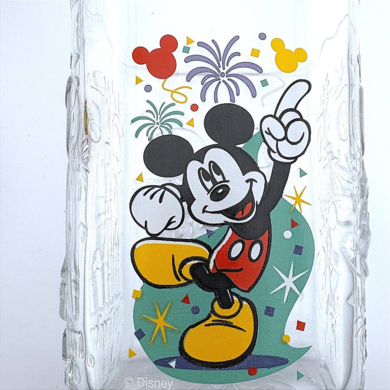 Disney World 2000 Celebration McDonalds Mickey Mouse Glass Mugs Set of 4 afbeelding 11