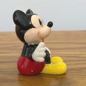 Vintage Disney Mickey Mouse Ceramic Figurine Sitting Waving Pepper Shaker image 5