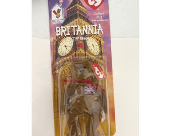Ty Teenie Beanie Baby Britannia the Bear McDonald's RMHC 1999 Brown British NIP