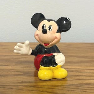 Vintage Disney Mickey Mouse Ceramic Figurine Sitting Waving Pepper Shaker image 1