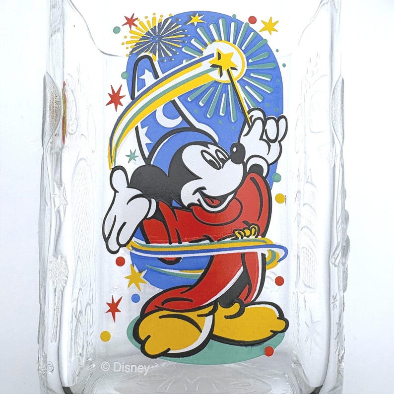 Disney World 2000 Celebration McDonalds Mickey Mouse Glass Mugs Set of 4 afbeelding 10