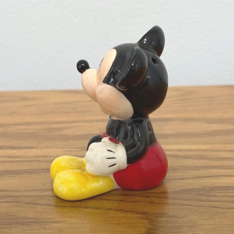 Vintage Disney Mickey Mouse Ceramic Figurine Sitting Waving Pepper Shaker image 3