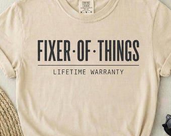 Handyman Dad Shirt, Comfort Colors Fixer of Things Tee, Lifetime Warranty Tshirt, Vintage Spec Sheet Mens Tee, Funny Husband Gift