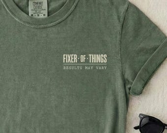 Minimalist Dad Shirt, Fathers Day Gift, Comfort Colors Fixer of Things Pocket Tee, Subtle Mens Graphic Tee, Husband Gift Idea