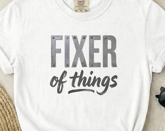 Vintage Handyman Shirt, Comfort Colors Fixer of Things Tee, Rustic Workshop Dad Tshirt, DIY Husband Gift, Mens Graphic Tee