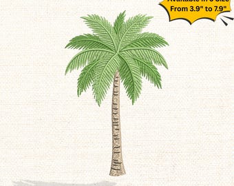 Palm Tree Embroidery Design, Tropical Beach Embroidery File, Minimal Summer Chest Logo, Coastal Vacation Stitch