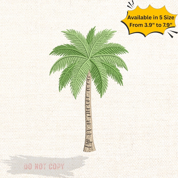 Palm Tree Embroidery Design, Tropical Beach Embroidery File, Minimal Summer Chest Logo, Coastal Vacation Stitch