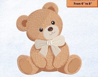 Teddy Bear Embroidery Design, Cute Baby Bear Machine Embroidery File, Nursery Animal PES DST JEF Download