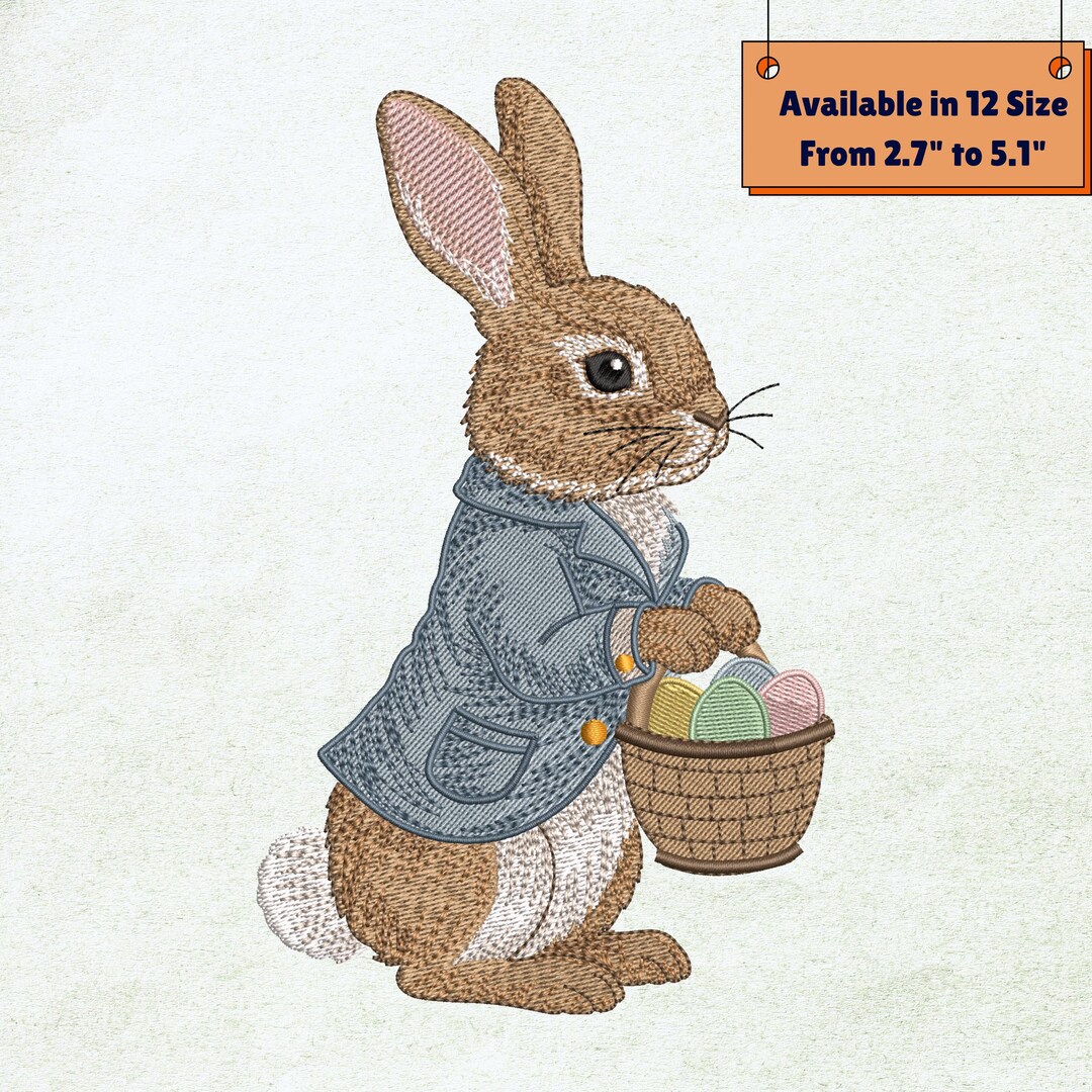Easter Bunny Basket Embroidery Design, Rabbit With Eggs Machine ...