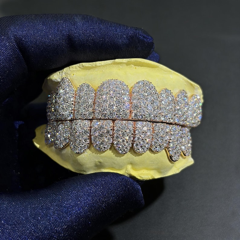 Custom Rapper Grill Custom S925 Sterling Silver VVS Moissanite Grillz | Iced Out Hip Hop ...