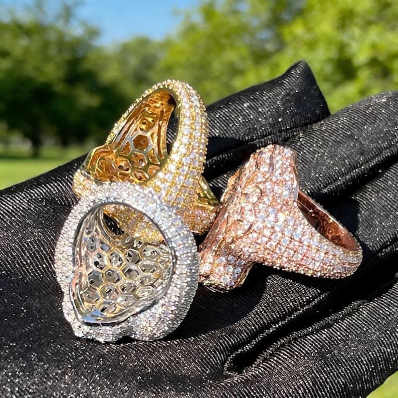 Baugette Rapper Ring Iced Out Baguette Cut Cross Ring for Men | Hip Hop Bling Statement ...