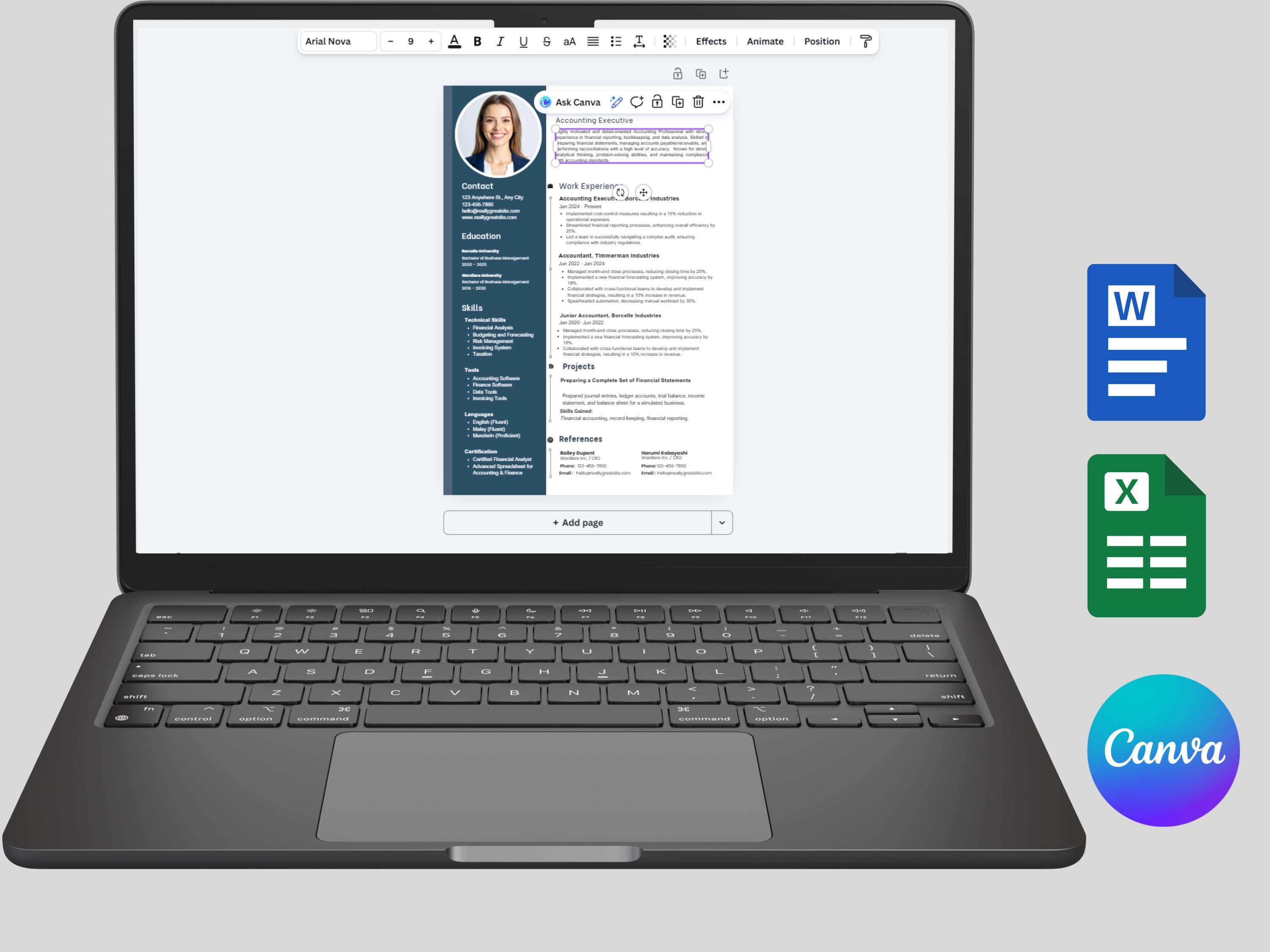 Executive Resume Template | Editable With Canva | ATS Friendly ...