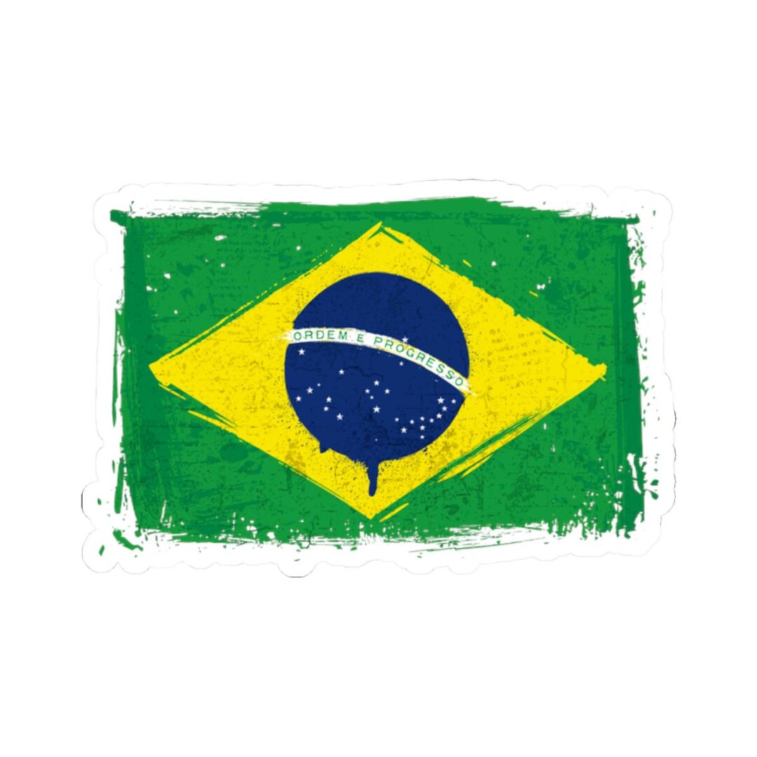 Brazil Flag Sticker – Distressed Vintage Style Kiss-cut Vinyl Decal - Etsy