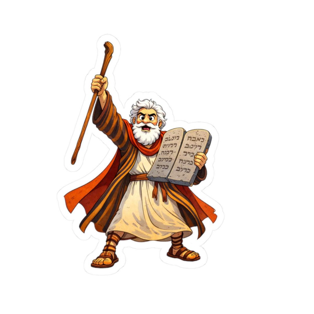 Moses With Ten Commandments Sticker | Biblical Prophet Kiss-cut Sticker ...