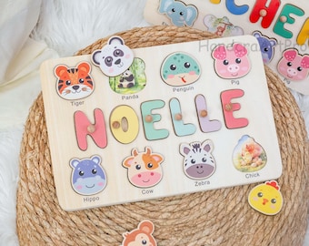 Custom Name Puzzle with Animals, Personalized Baby Gift, Customized memorable Gifts for Baby, Baby Shower Gift