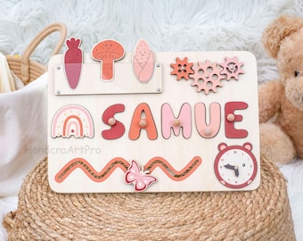 Personalized Baby Busy Board, First Birthday Gift, Kids Wooden Toys, Montessori Baby Toys, Baby Gift, Christmas Gifts