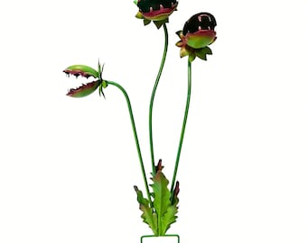 Pieu de jardin de plante carnivore, art fantaisiste de jardin de fleurs en métal, décoration de jardin gothique, sculpture extérieure drôle, cadeau de décoration de jardin d'Halloween