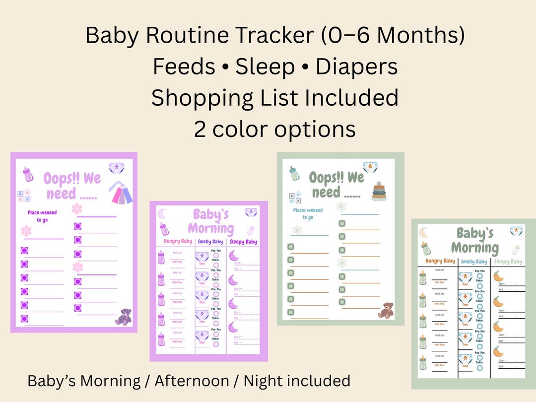 Tracking Baby Routine Baby Routine Tracker Printable 0-6 Months + Shopping List | Newborn ...