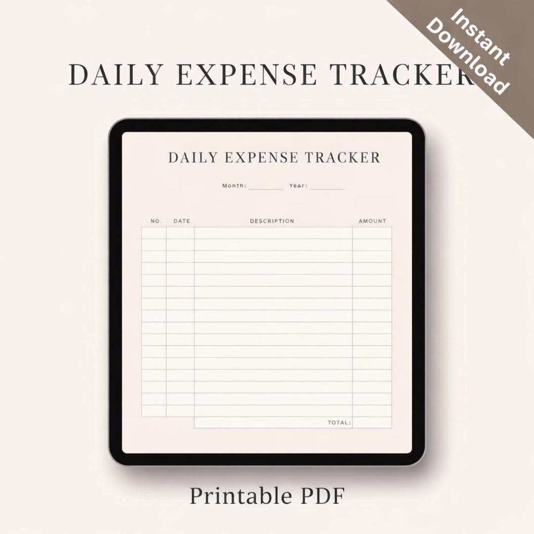 Daily Expense Tracker Printable | Spending Log PDF | Minimal Budget ...
