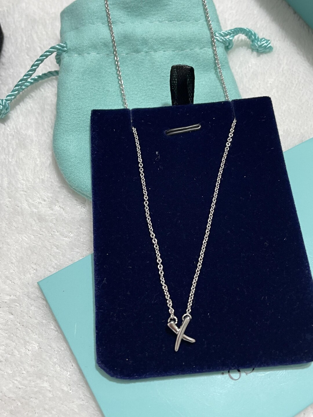 Tiffany & Co. 18K White Gold X Pendant Necklace | Minimalist Fine ...