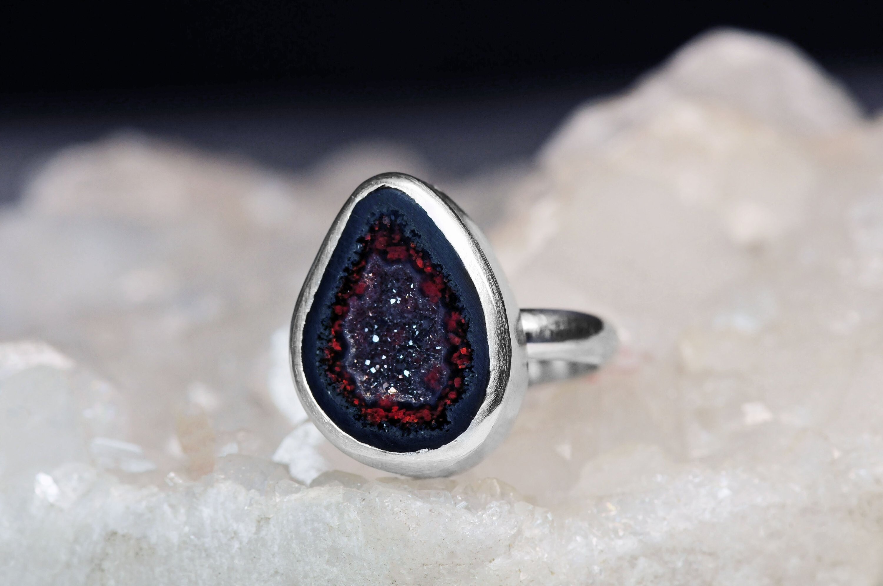 Black Geode Druzy Ring Size 7 12