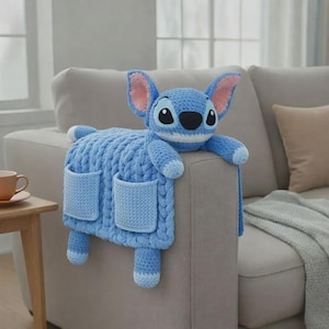 Patrón de organizador de sofá a crochet – Manta amigurumi con bolsillos – Organizador para reposabrazos de sofá – Lindo PDF de crochet