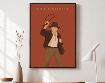 Indiana Jones Inspired Minimalist Poster Printable, Vintage Retro Wall Art, Mid Century Modern Decor, Digital Download