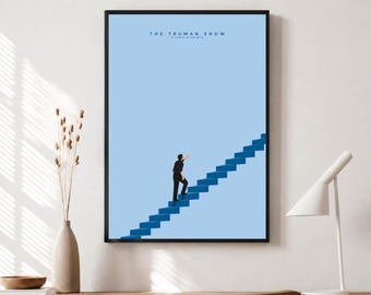 Poster minimalista ispirato a The Truman Show, stampabile, arte murale vintage retrò, arredamento moderno di metà secolo, download digitale