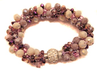 Purple, Violet, Lavender Beaded Kumihimo Bracelet