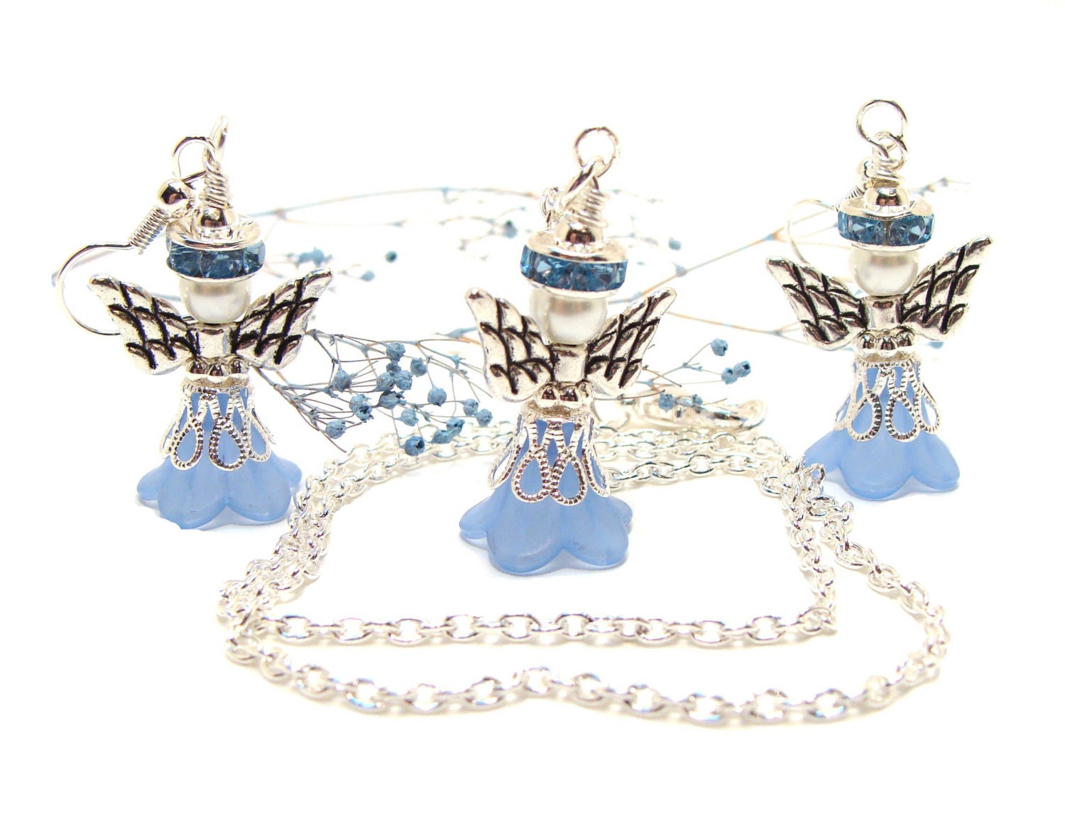 December Blue Zircon Birthday Guardian Angel Earrings Etsy