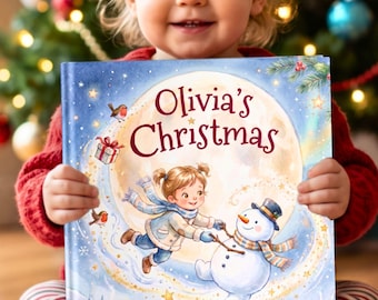 Livre de Noël personnalisé pour enfants, cadeau avec nom personnalisé, livre d'histoires de bonhomme de neige, à glisser dans une chaussette de Noël, pour fils, fille, nièce, neveu ou petit-enfant, souvenir de Noël