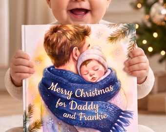 Idea regalo di Natale personalizzata per papà: libro di fiabe con nome personalizzato, libro di Natale per papà da parte di figlio, figlia, regalo ricordo per neonati da parte dei bambini.