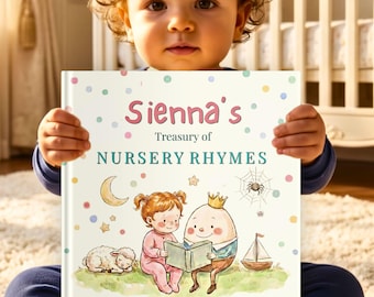 Libro de rimas infantiles personalizado, regalo para baby shower, libro de cuentos con nombre personalizado, regalo de cumpleaños, cuento para dormir para niños pequeños, recuerdo de bautizo para recién nacidos