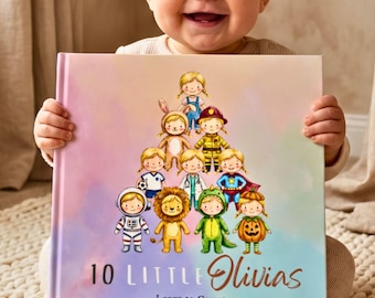 Libro dei numeri personalizzato per neonati e bambine, regalo per il primo e il secondo compleanno, libri di lettura educativi per bambini piccoli, con nomi e numeri personalizzati da 1 a 10.