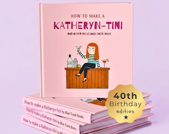 Livre de cocktails personnalisé avec son nom, cadeau pour son 40e anniversaire. Idéal pour une amie passionnée de cocktails. Un souvenir précieux pour sa meilleure amie.