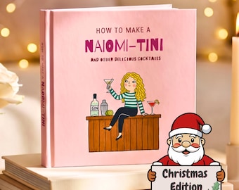 Idée cadeau de Noël pour elle (moins de 20 ans) : Livre de cocktails personnalisé avec nom et recettes, cadeau idéal pour un Père Noël secret ou pour offrir à sa meilleure amie.