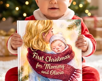 Premier Noël pour maman - Livre personnalisé avec le nom de bébé - Idée cadeau de Noël pour une nouvelle maman - Souvenir de bébé (fils ou fille)