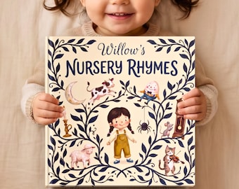 Libro di filastrocche personalizzato con nome del bambino, libro di fiabe personalizzato, regalo per baby shower per bambino o bambina, regalo per il primo compleanno del nipote, ricordo del bambino
