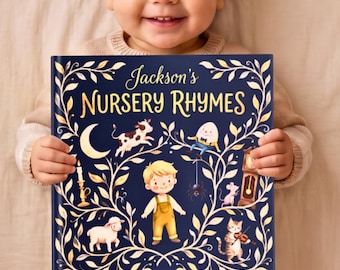 Libro di filastrocche personalizzato, regalo per baby shower, libro di fiabe con nome personalizzato, regalo di compleanno per bambini piccoli, storia della buonanotte, ricordo del battesimo, neonato
