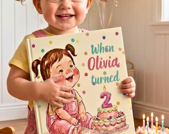 Livre personnalisé pour 2e anniversaire, nom personnalisé, livre d'histoires, tournant deux célébration souvenir, cadeau pour tout-petit, étape importante, deuxième année, cadeau pour bébé