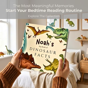 Dinosaur Facts Reader Personalized Book Custom Name Cover Toddler Birthday Keepsake Educational Gift Kids Learning Material 100 Prehistoric Creature Facts Children Birthday Present Celebration Gift Unique Educational Resource Custom Design