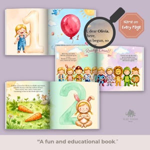 Personalized Counting Book Baby Keepsake Newborn Christening Gift Custom Kids Book Toddler Gift Birthday Present First Number Learning Story image 8