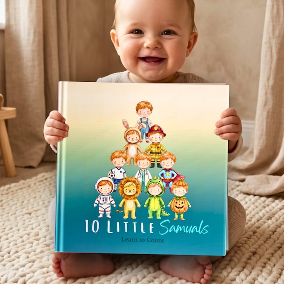 Personalized Counting Book Baby Keepsake Newborn Christening Gift Custom Kids Book Toddler Gift Birthday Present First Number Learning Story