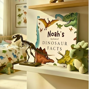 Libro de dinosaurios personalizado, lector de datos sobre dinosaurios personalizado, regalo de cumpleaños para niños pequeños, libro personalizado, libro de dinosaurios para niños, recuerdo educativo imagen 16