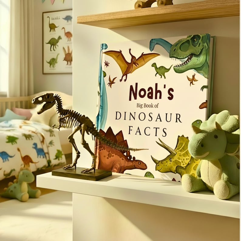 Libro de dinosaurios personalizado, lector de datos sobre dinosaurios personalizado, regalo de cumpleaños para niños pequeños, libro personalizado, libro de dinosaurios para niños, recuerdo educativo imagen 16