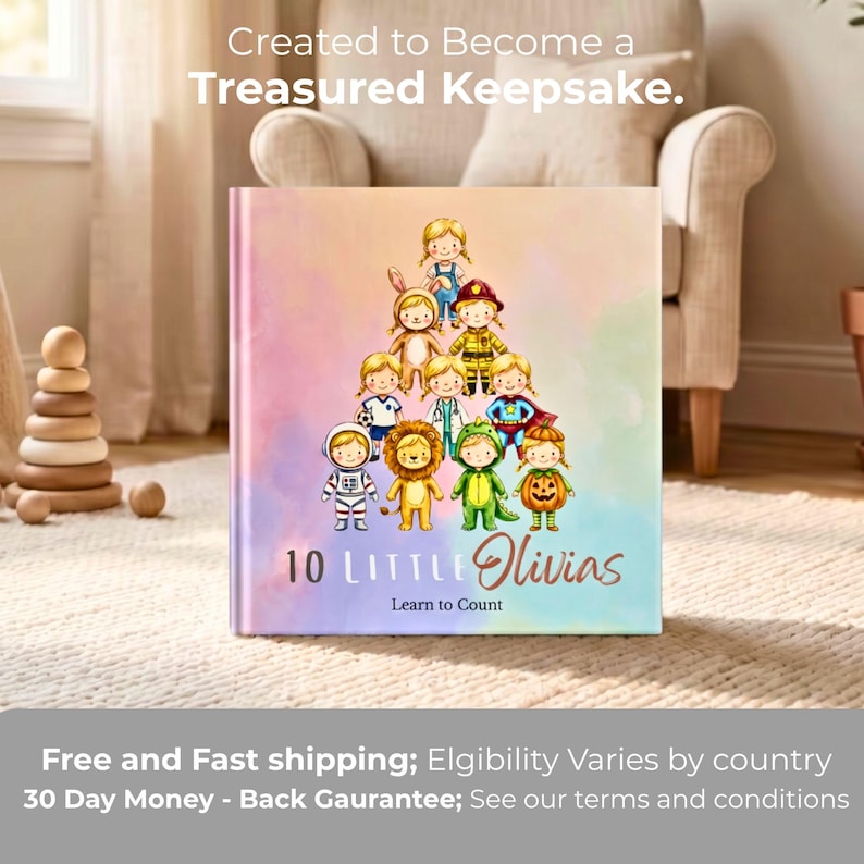 Baby Keepsake Book Personalized Name Story Newborn Christening Gift Custom Counting Book Toddler Birthday Present First Number Learning Adventure Educational Kids Book Baby Shower Gift Bedtime Storybook Numbers One To Ten Custom Toddler