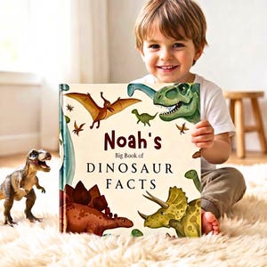 Livre personnalisé sur les dinosaures, lecteur personnalisé de faits sur les dinosaures, cadeau d'anniversaire pour tout-petit, livre personnalisé, livre sur les dinosaures pour enfants, souvenir éducatif