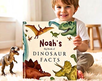 Libro di dinosauri personalizzato, libro di curiosità sui dinosauri personalizzato, regalo di compleanno per bambini, libro personalizzato per bambini, libro di dinosauri educativo, ricordo